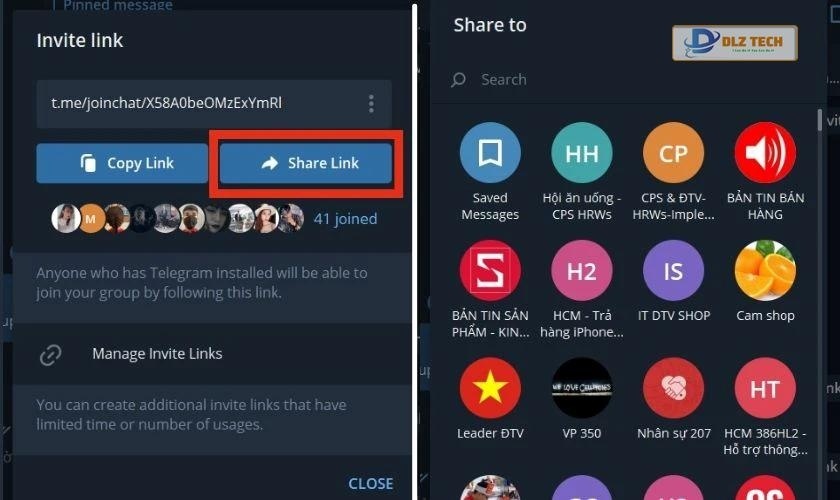 share cho các liên hê