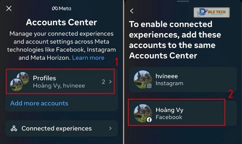 Chọn tài khoản Facebook