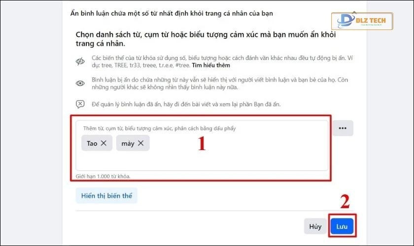 Nhấn Lưu để hoàn thành