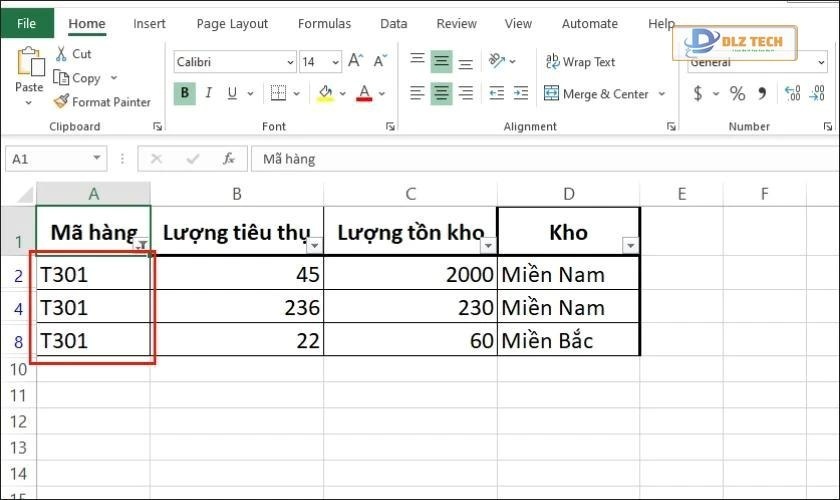 lọc theo ký tự trong bảng tính