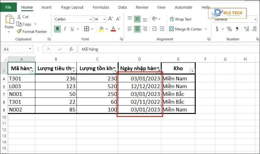 lọc dữ liệu tháng trong bảng tính