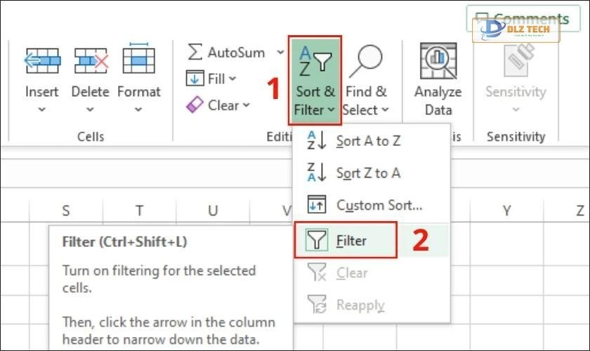 Hướng dẫn thêm công cụ Filter trong Excel