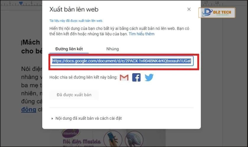 Sao chép đường link ảnh cần tải từ Google Docs