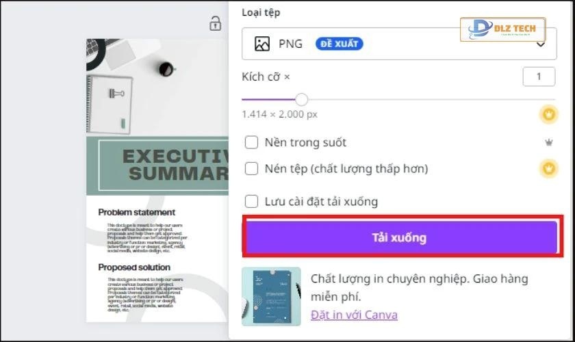 Chọn tải xuống để lưu ảnh