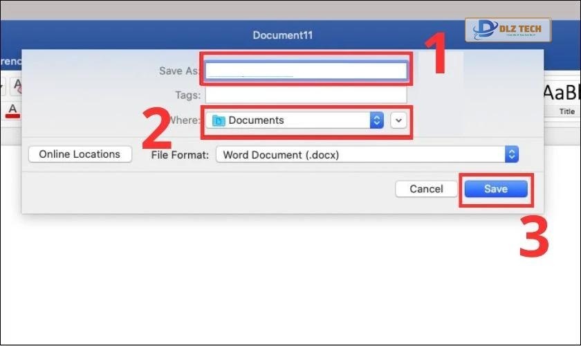 Cách lưu file Word trên Macbook