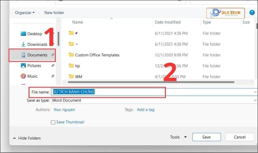 Chọn thư mục để lưu trữ tài liệu trên máy tính