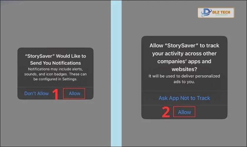 Nhấn chọn Cho phép để cấp quyền truy cập vào Thư viện ảnh