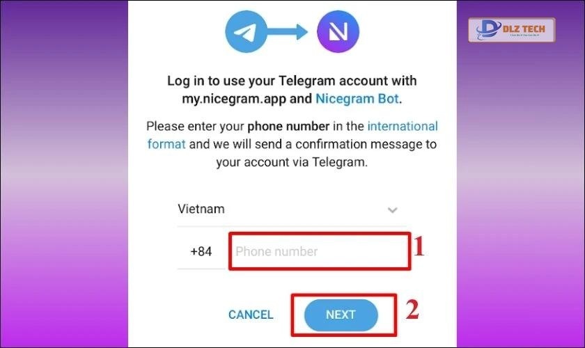 Nhập số điện thoại đăng ký