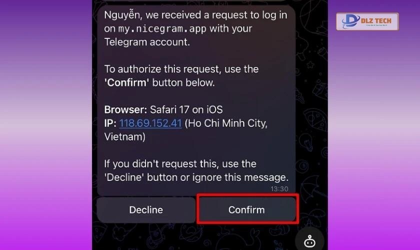 Xác nhận đăng nhập thành công