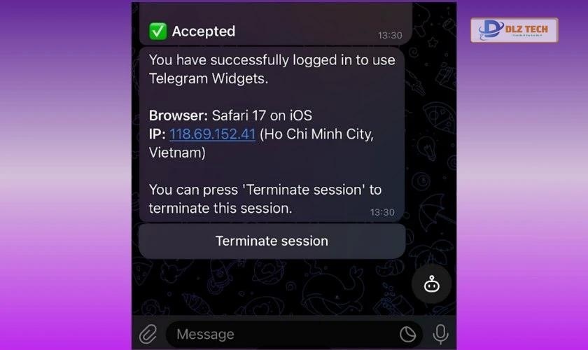 Thông báo đăng nhập thành công