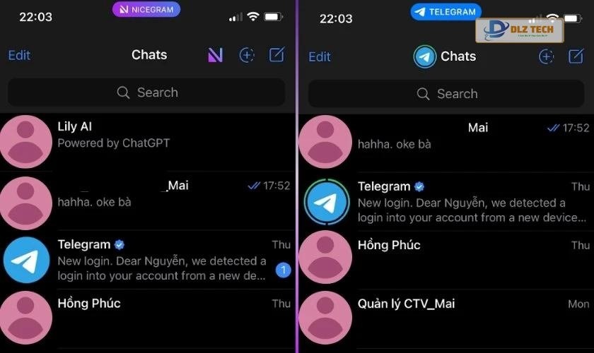 Đồng bộ hóa tin nhắn giữa Telegram và Nicegram
