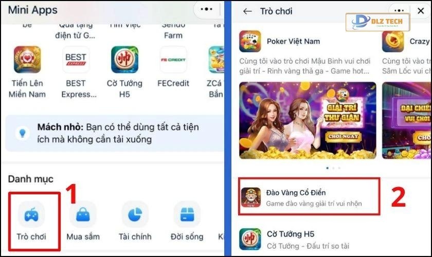 Chọn một trò chơi bất kỳ muốn chơi trong danh sách và bấm Chơi ngay