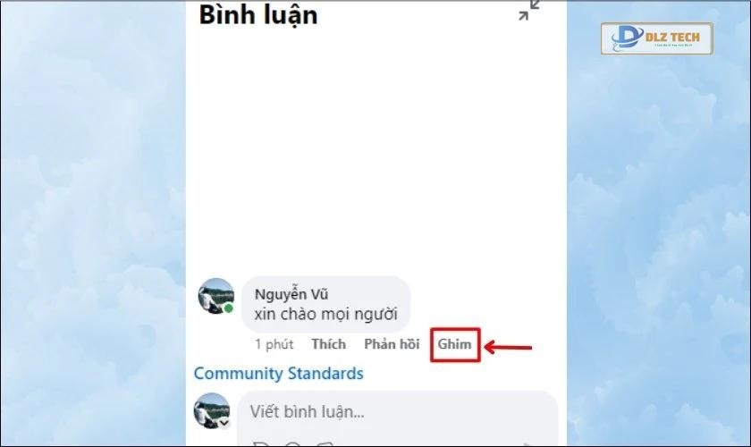 Tiếp tục nhấn vào mục Ghim