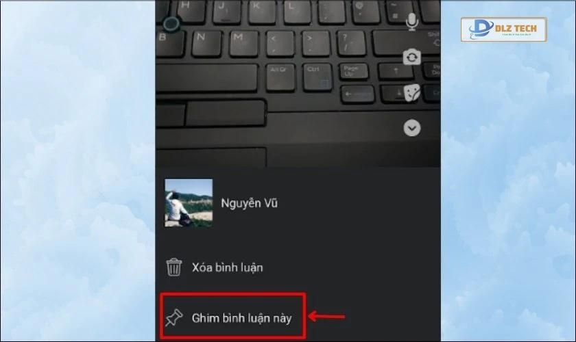 Tiếp tục chọn ghim bình luận