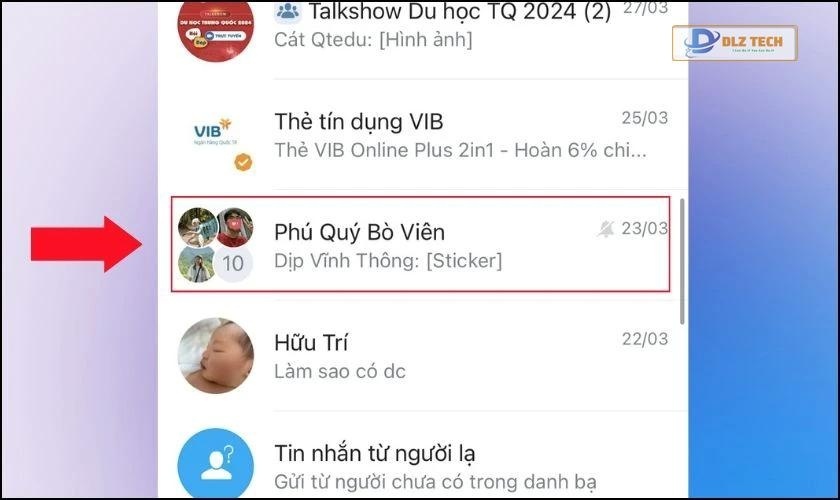 Cách bỏ ghim tin nhắn Zalo 1,2 người trên điện thoại