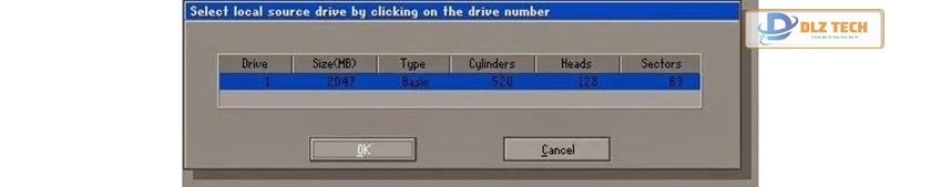 Chọn phân vùng tạo file Ghost → Nhấn chọn OK.