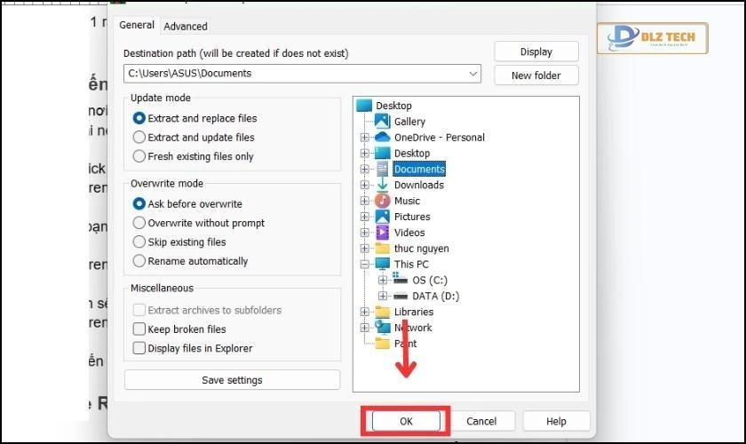 Làm sao để giải nén file RAR trên Win 11 đến nơi cần lưu trữ
