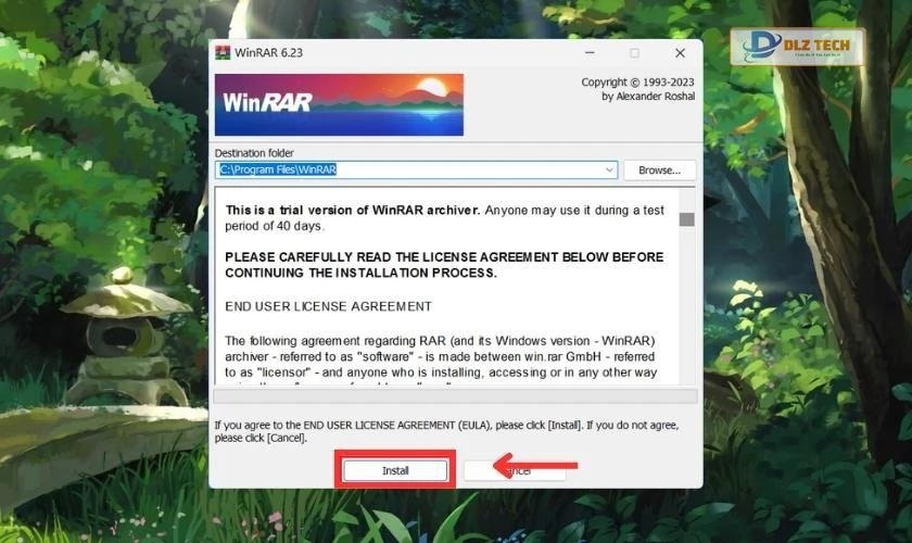 Cài đặt phần mềm giải nén file RAR