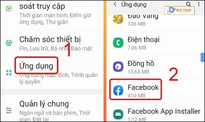 Giải phóng dữ liệu Facebook bằng Trình quản lý ứng dụng Android
