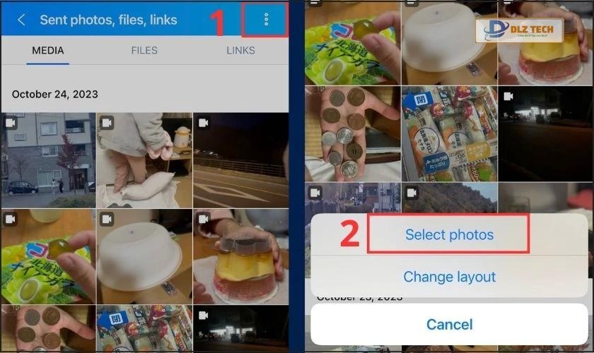 Nhấn giữ vào Ảnh/Video bất kỳ để xóa