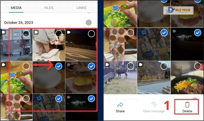 Nhấn chọn các Ảnh/Video mà bạn muốn xóa