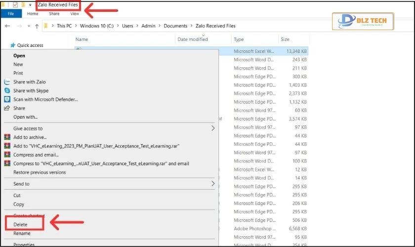 Mục Zalo Received File
