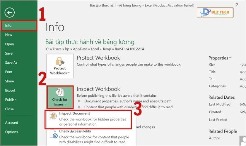 Xóa dữ liệu ẩn trên file Excel