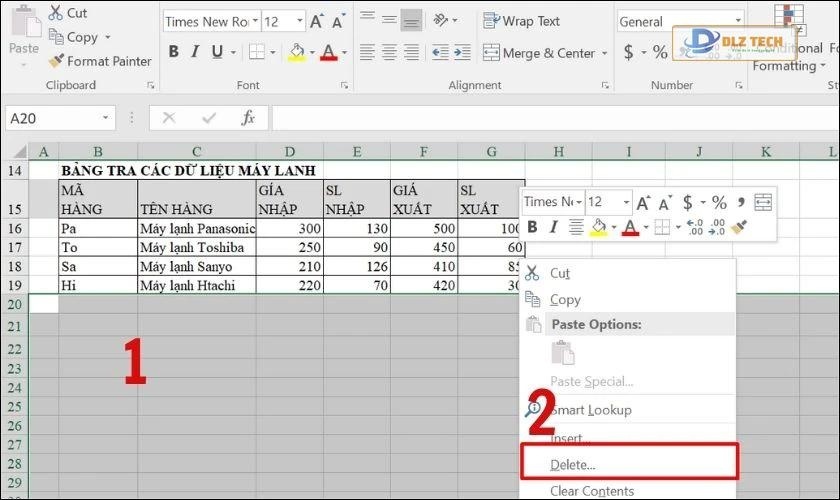 Xóa định dạng không sử dụng