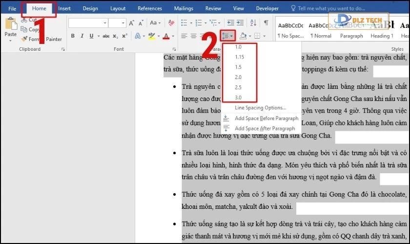 cách điều chỉnh khoảng cách các dòng