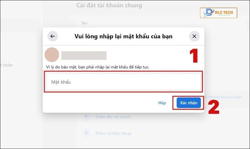 Nhập Mật khẩu Facebook và nhấn Xác nhận