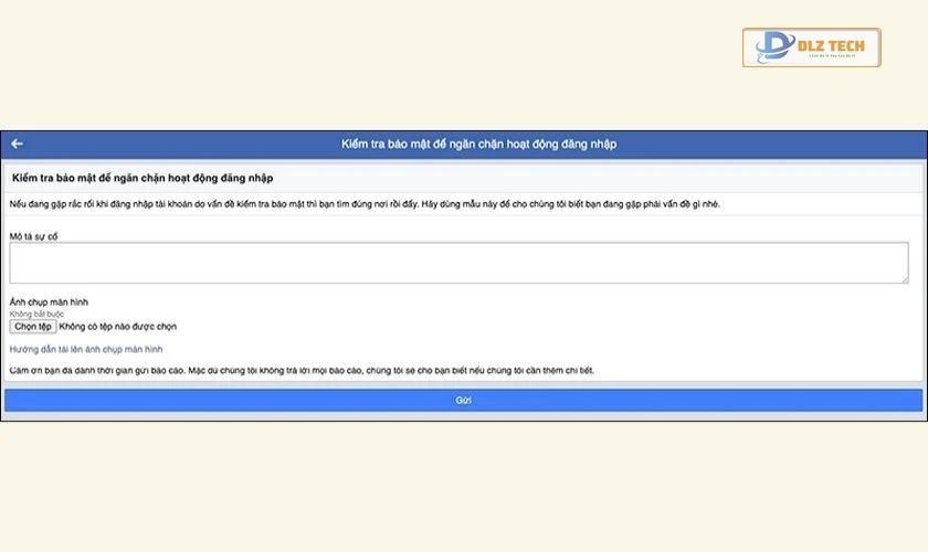 Báo cáo tới nhóm hỗ trợ Facebook