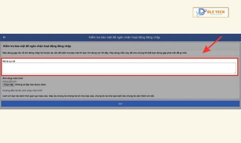 Mô tả sự cố với Facebook