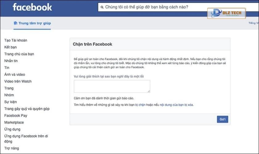 Khiếu nại lên Facebook khi không vi phạm