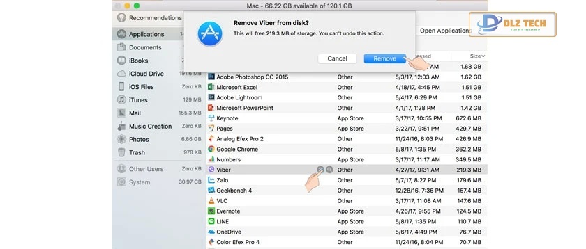Click chuột vào ứng dụng