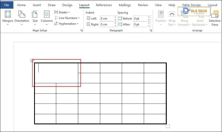 kết quả sau khi hợp nhất các ô trong word