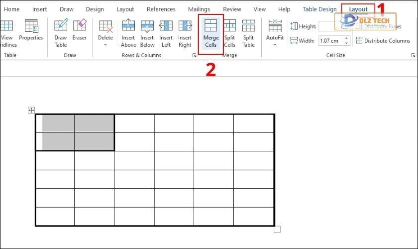 cách gộp ô trong word bằng lệnh merge cells