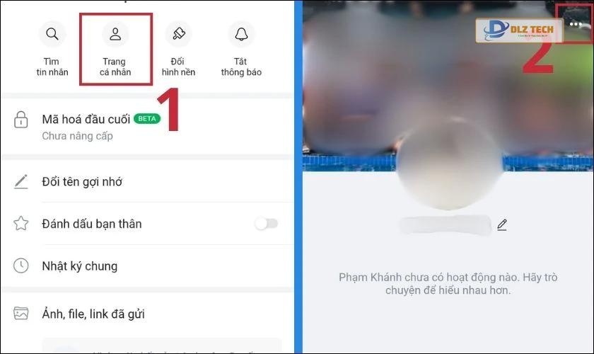 Bạn chọn vào mục Trang cá nhân và nhấn vào biểu tượng ba chấm