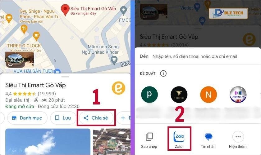 Cách chia sẻ vị trí Google Maps qua Zalo