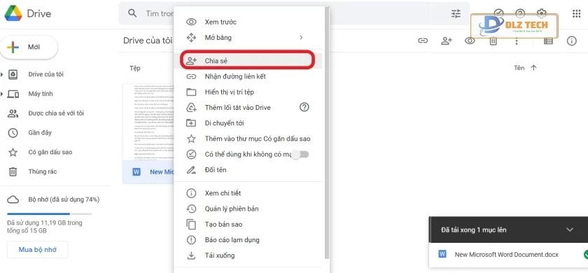 Cách gửi file lớn hơn 25 MB