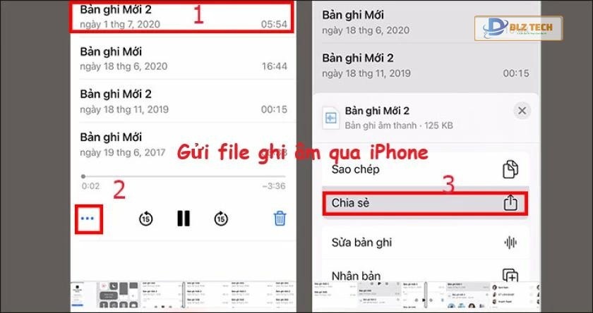 Gửi file ghi âm qua iPhone