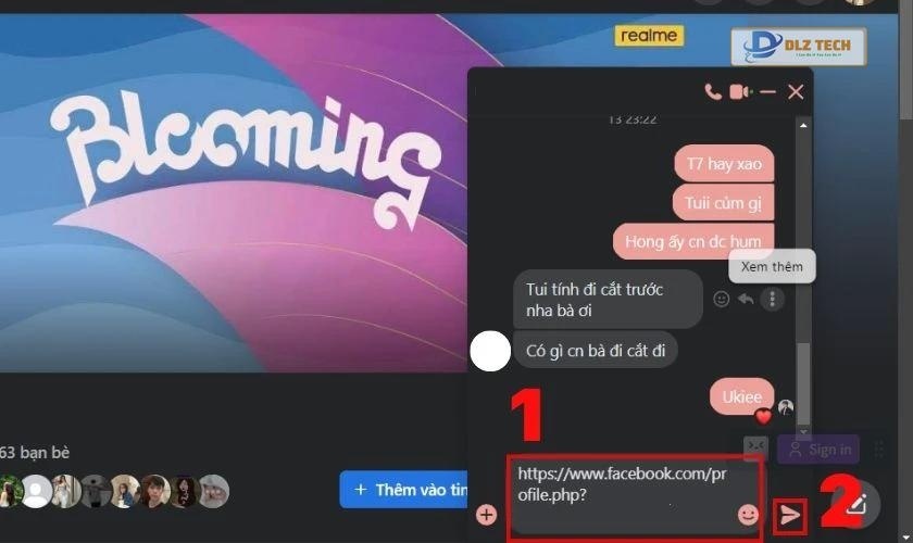 gửi liên kết facebook trang cá nhân cho người khác trên máy tính