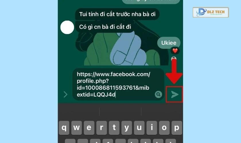 hoàn tất gửi liên kết trang cá nhân người khác qua messenger