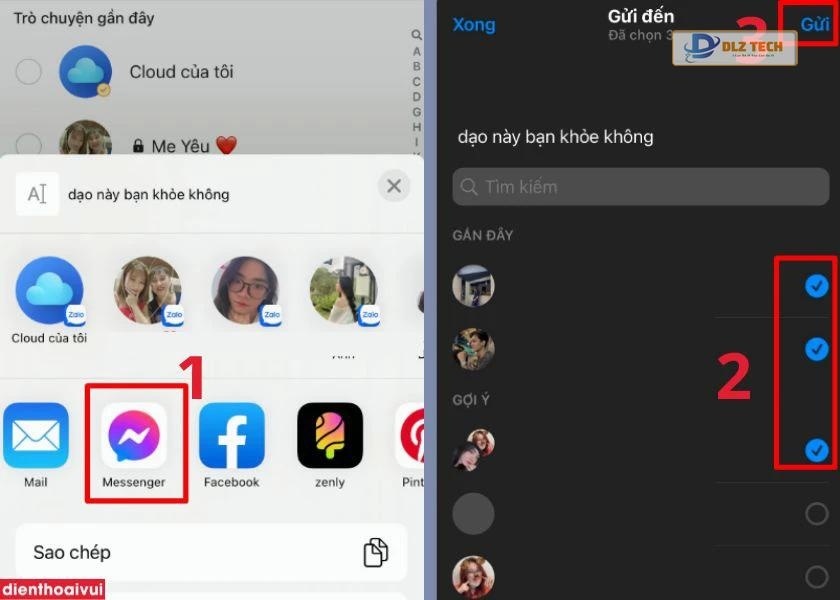 gửi hàng loạt qua ứng dụng