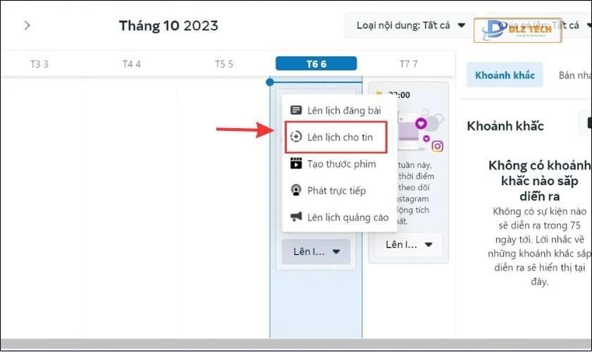 Chọn mục Lên lịch cho tin