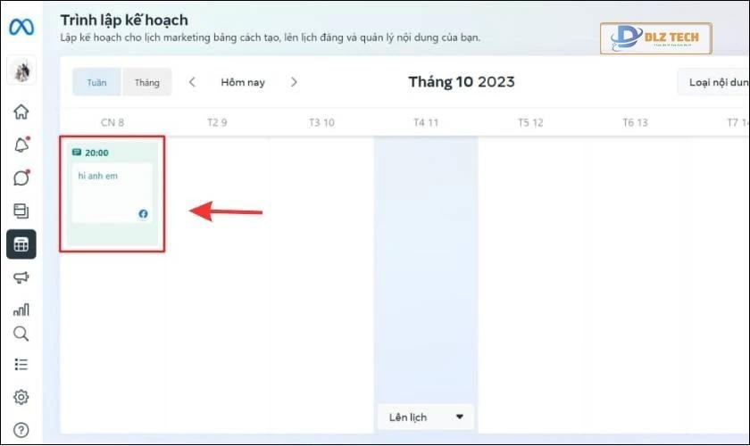 Chọn vào bài viết muốn chỉnh sửa trong lịch