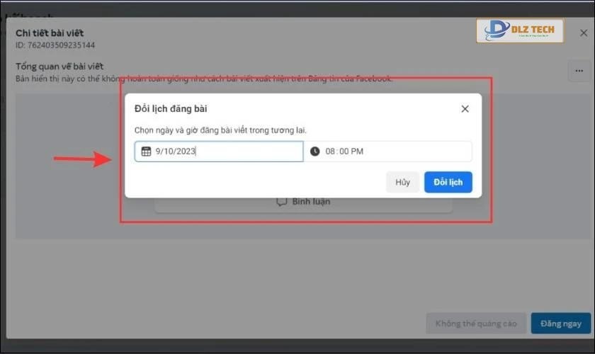 Thay đổi lại thời gian đăng bài