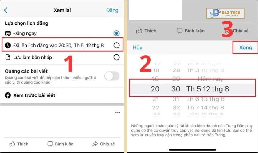 Chọn Lên lịch bài đăng