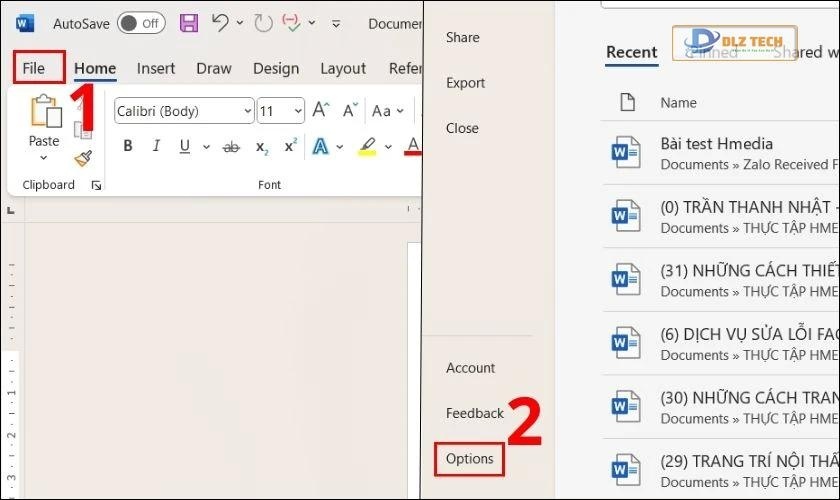 Chọn mục Options ở cuối trang
