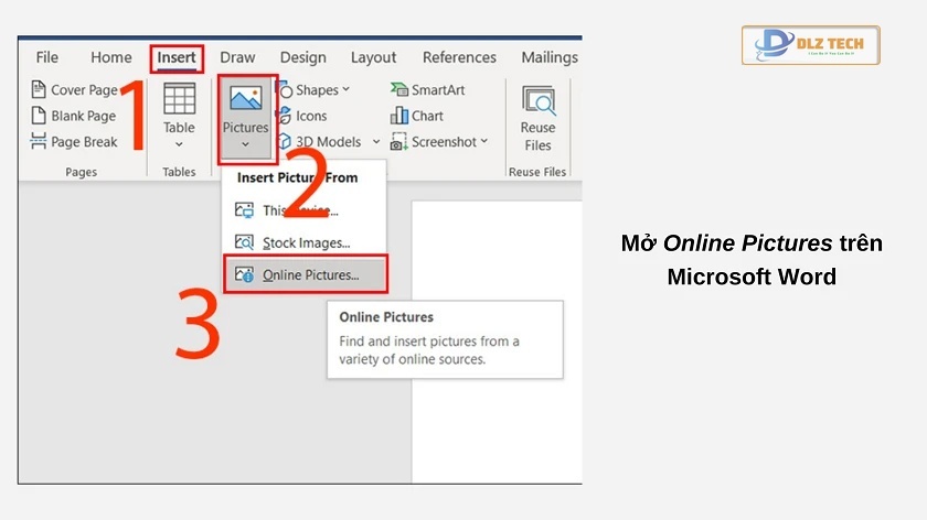 Chọn Online Picture trong Word