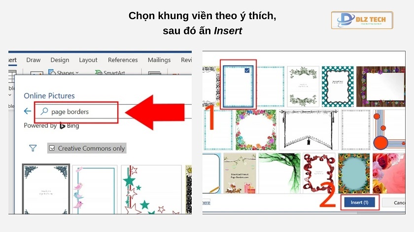 Chọn khung từ Online Picture